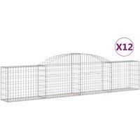 vidaXL Arched Gabion Baskets 12 pcs 300x30x60/80 cm Galvanised Iron, Silver