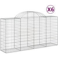 vidaXL Arched Gabion Baskets 6 pcs 200x50x100/120 cm Galvanised Iron, Silver