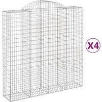 vidaXL Arched Gabion Baskets 4 pcs 200x50x200/220 cm Galvanised Iron, Silver