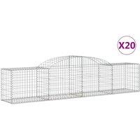vidaXL Arched Gabion Baskets 20 pcs 300x50x60/80 cm Galvanised Iron, Silver