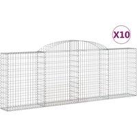 vidaXL Arched Gabion Baskets 10 pcs 300x30x100/120 cm Galvanised Iron, Silver