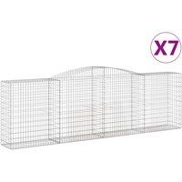 vidaXL Arched Gabion Baskets 7 pcs 400x50x120/140 cm Galvanised Iron, Silver
