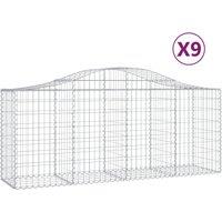 vidaXL Arched Gabion Baskets 9 pcs 200x50x80/100 cm Galvanised Iron, Silver