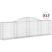 vidaXL Arched Gabion Baskets 17 pcs 300x30x80/100 cm Galvanised Iron, Silver