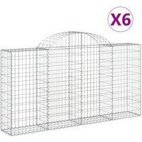 vidaXL Arched Gabion Baskets 6 pcs 200x30x100/120 cm Galvanised Iron, Silver