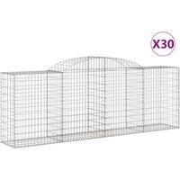 vidaXL Arched Gabion Baskets 30 pcs 300x50x100/120 cm Galvanised Iron, Silver