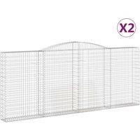 vidaXL Arched Gabion Baskets 2 pcs 400x30x160/180 cm Galvanised Iron, Silver