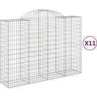 vidaXL Arched Gabion Baskets 11 pcs 200x50x140/160 cm Galvanised Iron, Silver
