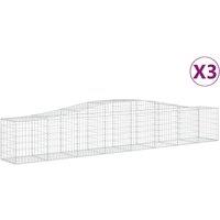 vidaXL Arched Gabion Baskets 3 pcs 400x50x60/80 cm Galvanised Iron, Silver