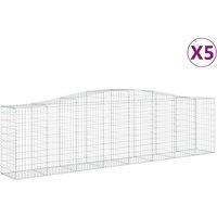 vidaXL Arched Gabion Baskets 5 pcs 400x50x100/120 cm Galvanised Iron, Silver