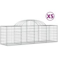vidaXL Arched Gabion Baskets 5 pcs 200x50x60/80 cm Galvanised Iron, Silver