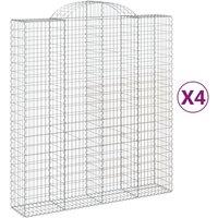 vidaXL Arched Gabion Baskets 4 pcs 200x50x220/240 cm Galvanised Iron, Silver