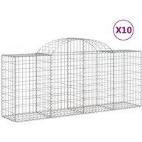 vidaXL Arched Gabion Baskets 10 pcs 200x50x80/100 cm Galvanised Iron, Silver