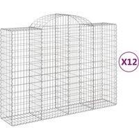 vidaXL Arched Gabion Baskets 12 pcs 200x50x140/160 cm Galvanised Iron, Silver