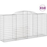 vidaXL Arched Gabion Baskets 10 pcs 300x50x140/160 cm Galvanised Iron, Silver