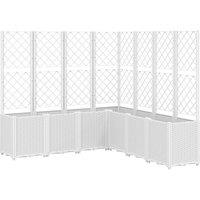 vidaXL Garden Planter w/ Trellis White 160x160x140 cm PP, White