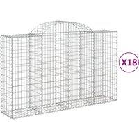 vidaXL Arched Gabion Baskets 18 pcs 200x50x120/140 cm Galvanised Iron, Silver
