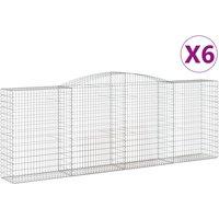 vidaXL Arched Gabion Baskets 6 pcs 400x50x140/160 cm Galvanised Iron, Silver