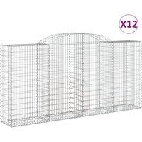 vidaXL Arched Gabion Baskets 12 pcs 300x50x140/160 cm Galvanised Iron, Silver