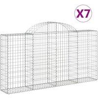 vidaXL Arched Gabion Baskets 7 pcs 200x30x100/120 cm Galvanised Iron, Silver