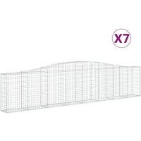 vidaXL Arched Gabion Baskets 7 pcs 400x30x80/100 cm Galvanised Iron, Silver