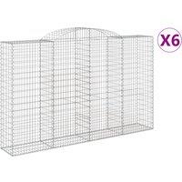 vidaXL Arched Gabion Baskets 6 pcs 300x50x180/200 cm Galvanised Iron, Silver