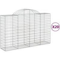 vidaXL Arched Gabion Baskets 20 pcs 200x50x120/140 cm Galvanised Iron, Silver