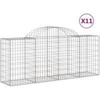 vidaXL Arched Gabion Baskets 11 pcs 200x50x80/100 cm Galvanised Iron, Silver