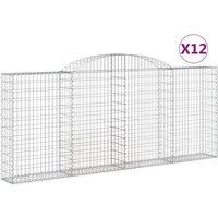 vidaXL Arched Gabion Baskets 12 pcs 300x30x120/140 cm Galvanised Iron, Silver