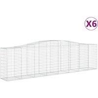 vidaXL Arched Gabion Baskets 6 pcs 400x50x100/120 cm Galvanised Iron, Silver