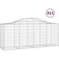 vidaXL Arched Gabion Baskets 11 pcs 200x50x80/100 cm Galvanised Iron, Silver