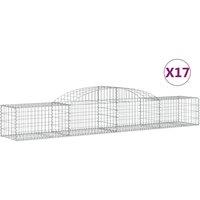 vidaXL Arched Gabion Baskets 17 pcs 300x50x40/60 cm Galvanised Iron, Silver