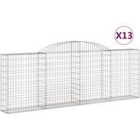 vidaXL Arched Gabion Baskets 13 pcs 300x30x100/120 cm Galvanised Iron, Silver