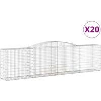 vidaXL Arched Gabion Baskets 20 pcs 400x50x100/120 cm Galvanised Iron, Silver