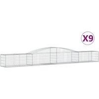 vidaXL Arched Gabion Baskets 9 pcs 400x50x40/60 cm Galvanised Iron, Silver