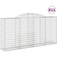 vidaXL Arched Gabion Baskets 11 pcs 300x50x140/160 cm Galvanised Iron, Silver