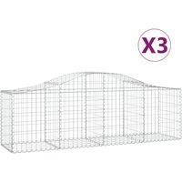 vidaXL Arched Gabion Baskets 3 pcs 200x50x60/80 cm Galvanised Iron, Silver
