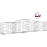 vidaXL Arched Gabion Baskets 20 pcs 400x50x80/100 cm Galvanised Iron, Silver