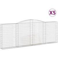 vidaXL Arched Gabion Baskets 5 pcs 400x30x140/160 cm Galvanised Iron, Silver