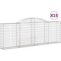 vidaXL Arched Gabion Baskets 15 pcs 300x30x100/120 cm Galvanised Iron, Silver