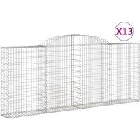 vidaXL Arched Gabion Baskets 13 pcs 300x30x120/140 cm Galvanised Iron, Silver