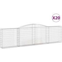 vidaXL Arched Gabion Baskets 20 pcs 400x30x100/120 cm Galvanised Iron, Silver