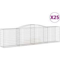 vidaXL Arched Gabion Baskets 25 pcs 400x50x100/120 cm Galvanised Iron, Silver