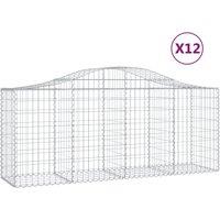 vidaXL Arched Gabion Baskets 12 pcs 200x50x80/100 cm Galvanised Iron, Silver