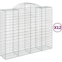 vidaXL Arched Gabion Baskets 12 pcs 200x50x160/180 cm Galvanised Iron, Silver