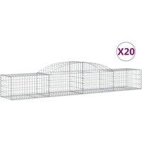 vidaXL Arched Gabion Baskets 20 pcs 300x50x40/60 cm Galvanised Iron, Silver
