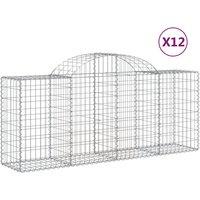 vidaXL Arched Gabion Baskets 12 pcs 200x50x80/100 cm Galvanised Iron, Silver