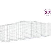 vidaXL Arched Gabion Baskets 7 pcs 400x50x100/120 cm Galvanised Iron, Silver