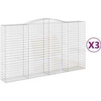 vidaXL Arched Gabion Baskets 3 pcs 400x50x220/240 cm Galvanised Iron, Silver