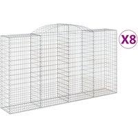 vidaXL Arched Gabion Baskets 8 pcs 300x50x160/180 cm Galvanised Iron, Silver
